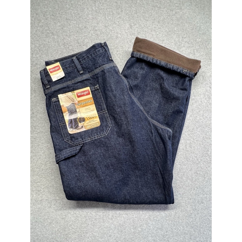 Wrangler Fleece Lined Carpenter 38x34 Loose Fit Blue Jean 94GRWSD Pant Tech Poc